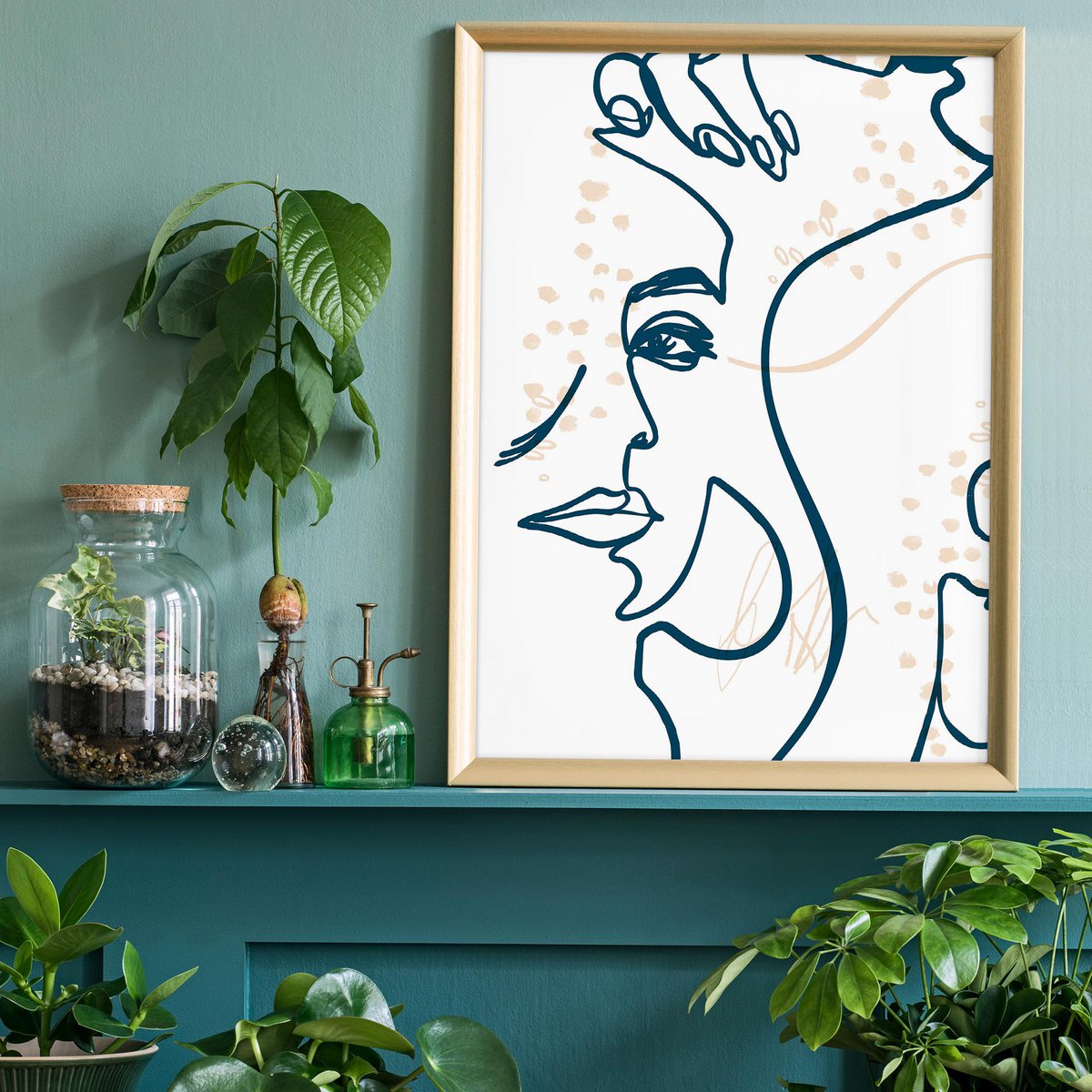 Abstract Scribbled Face Print