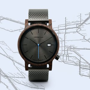 Herenhorloge van hout en staal - 40 mm