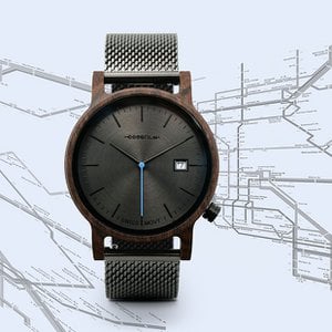 Herenhorloge van hout en staal - 40 mm