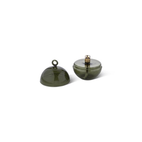 Olielamp Round cover green brass S