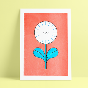 Risograph-Druck: Kleine Blume (A5-Format)