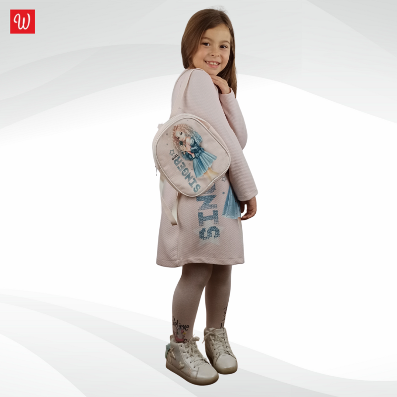 Girls dress with knapsack, "Singer" Size 110/128