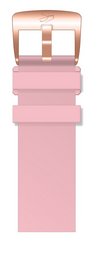 A stylish rose gold series watch with a pink silicone strap, featuring a rectangular case design.