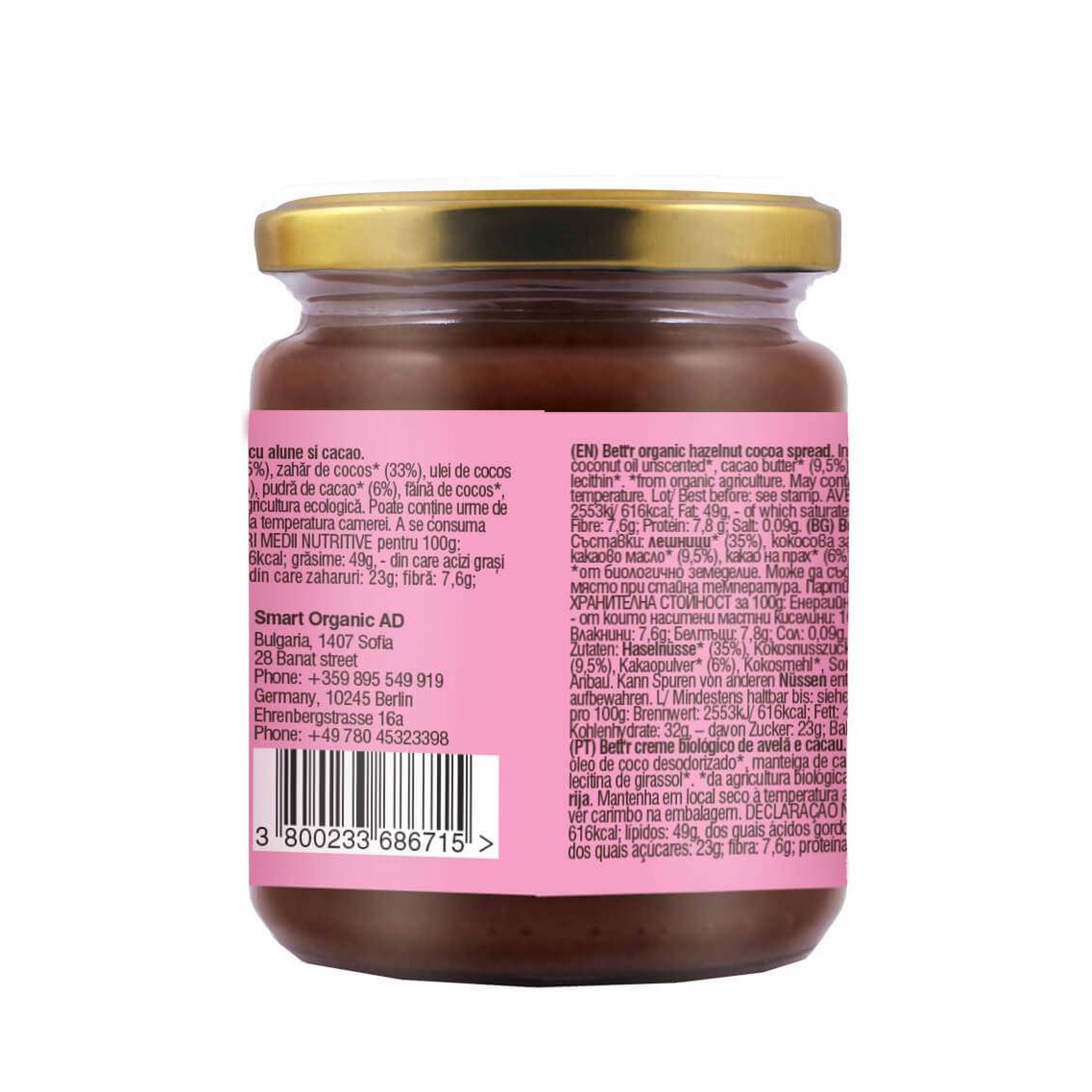 Hazelnut Cocoa Spread, organic, Bett'r, 250g
