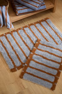 Saturnus blauw gestreepte badmat