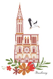 Recyceltes Waben-Geschirrtuch Fleurie Cathedral Weiß/Rot 50 x 70
