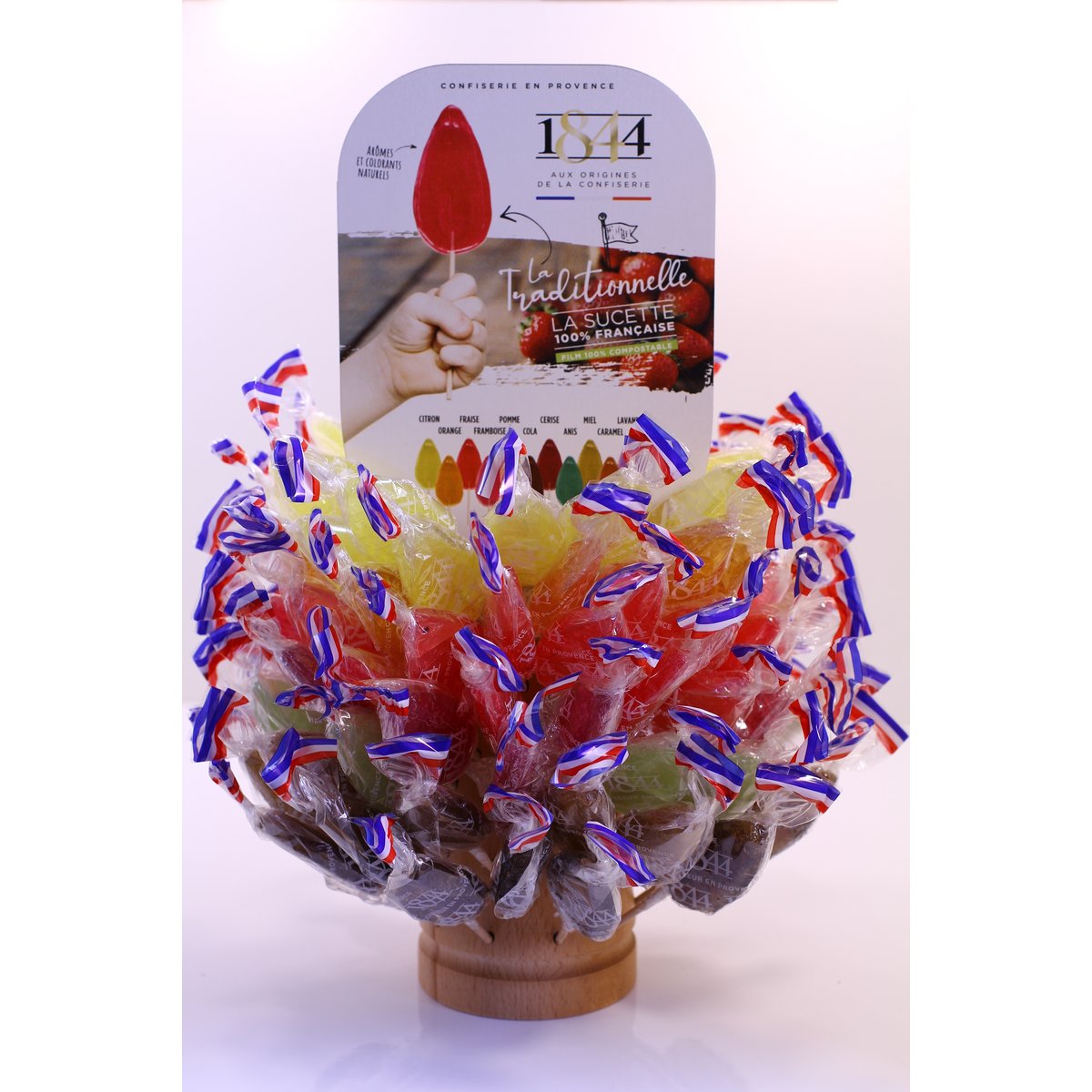 100 lecca lecca alla frutta per Lampone - Fragola - Mela - Limone - Caramello Display - 1300g