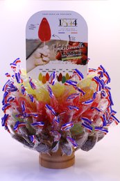 100 Fruchtlutscher für Himbeere – Erdbeere – Apfel – Zitrone – Karamell Display – 1300 g