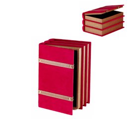 A round, red velvet book box measuring 30 cm in diameter. The box has a hinged lid and appears to be used for decorative or storage purposes.