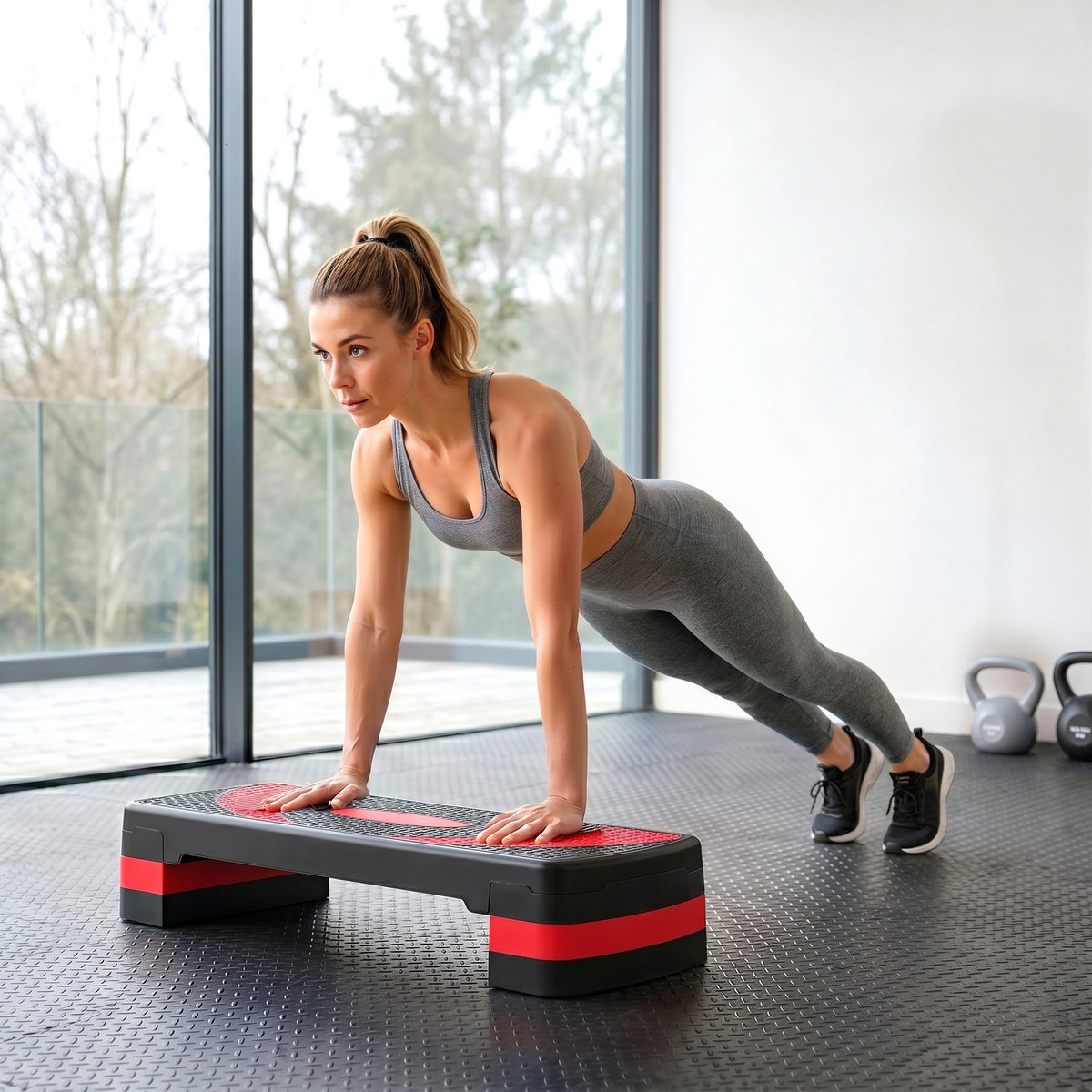 Aerobic stepper 3-stage height adjustable 80 x 31 x 20 cm black + gray