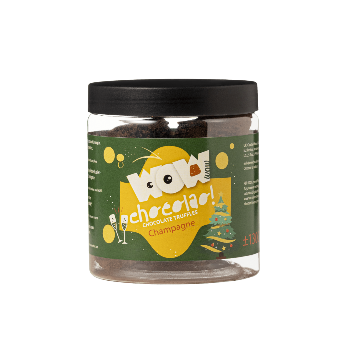 Champagne juletrøfler gavekrukke 130g | Mousserende feriechokolade
