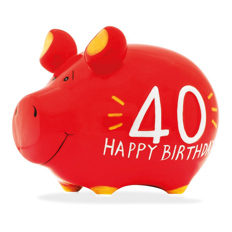 Sparschwein Company Sparschwein "40 Happy Birthday" aus Keramik, Rot (B/H/T) 12,5x9x9cm Kleinschwein