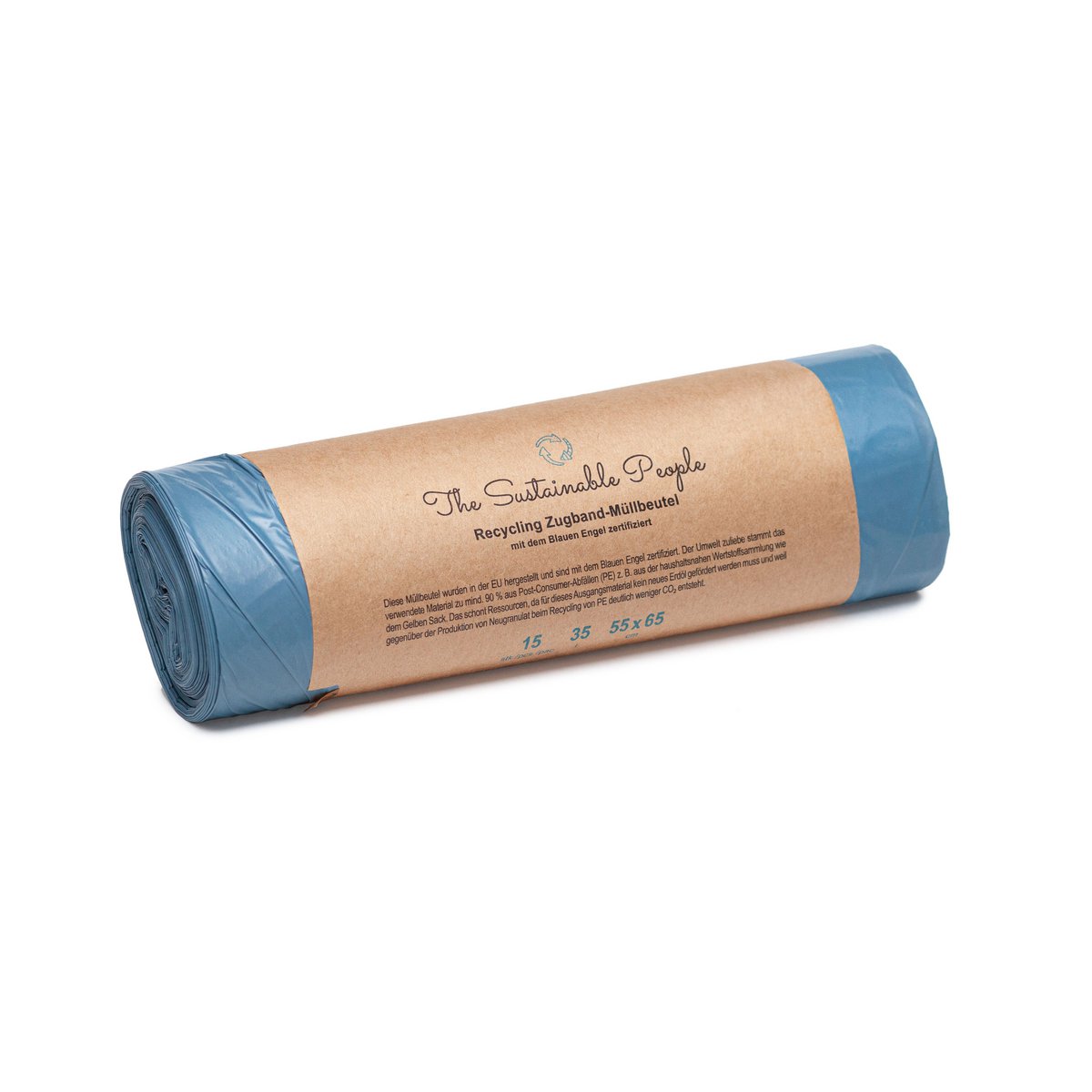 Recycled Drawstring Garbage Bags 35l, Blue Angel certified