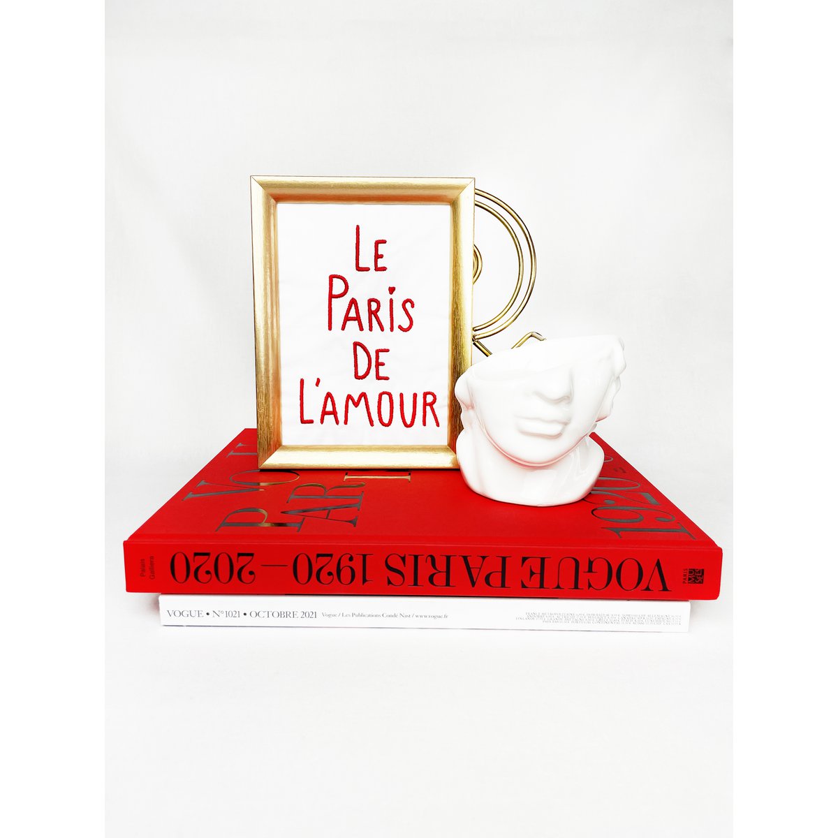 Paris in embroidered cotton frame