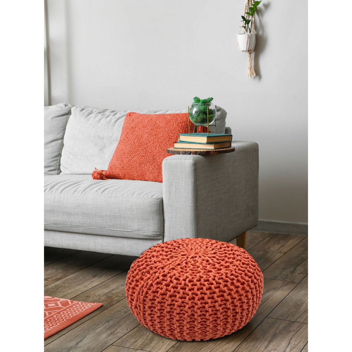 Pouf Ø 55 h 37 h 37 tabouret de tricot siège de planche de sol de pouf durable