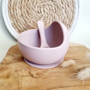 Silicone bowl with suction cup and spoon - Soft Pink