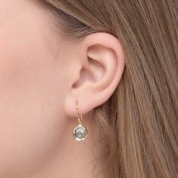 Groene amethist oorbellen, 14 kt geelgoud