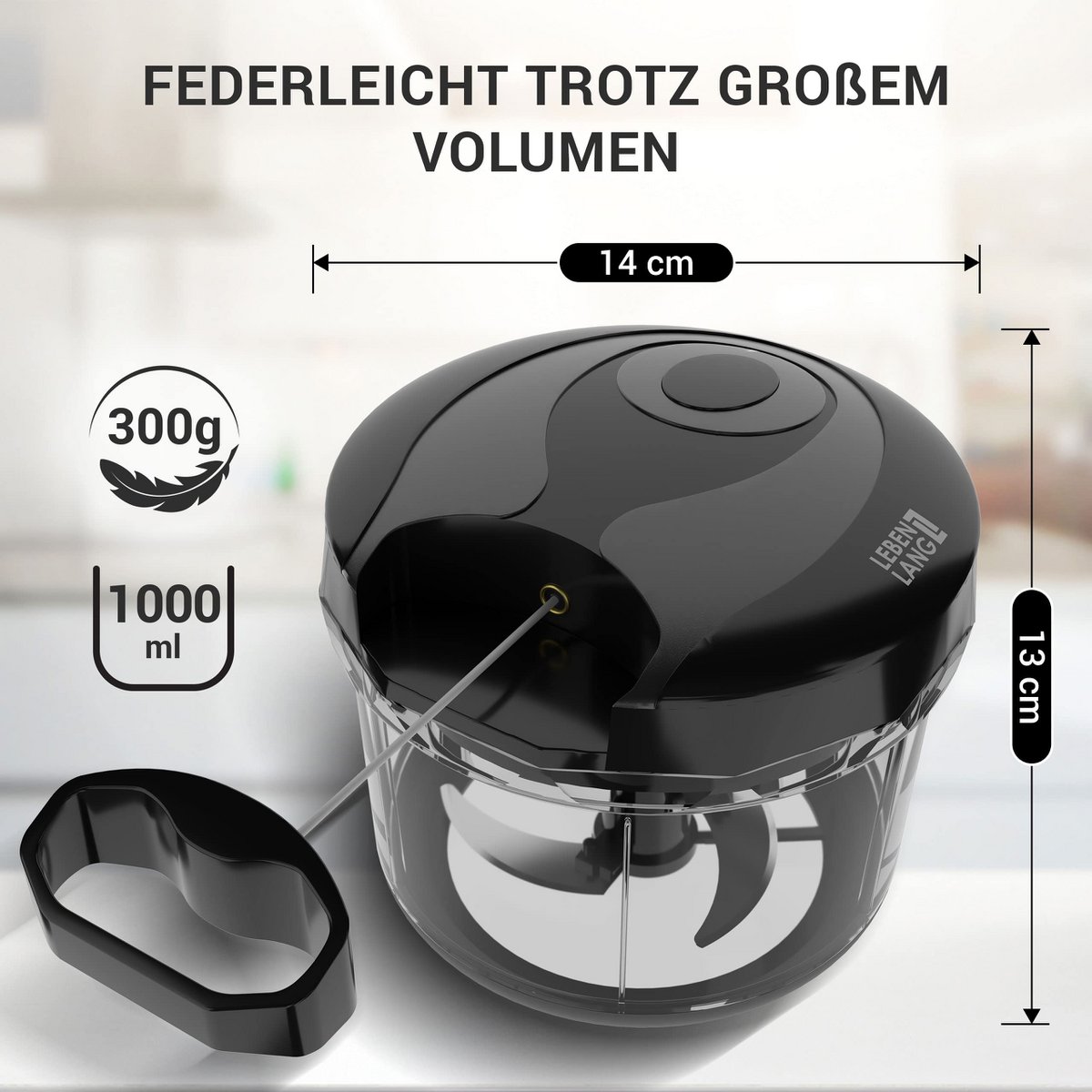 LIFETIME Vegetable & Onion Cutter - 1L Fruit Chopper Manual & BPA-Free | Black for cutting onions garlic | Multifunctional chopper kitchen vegetable cutter multi-chopper