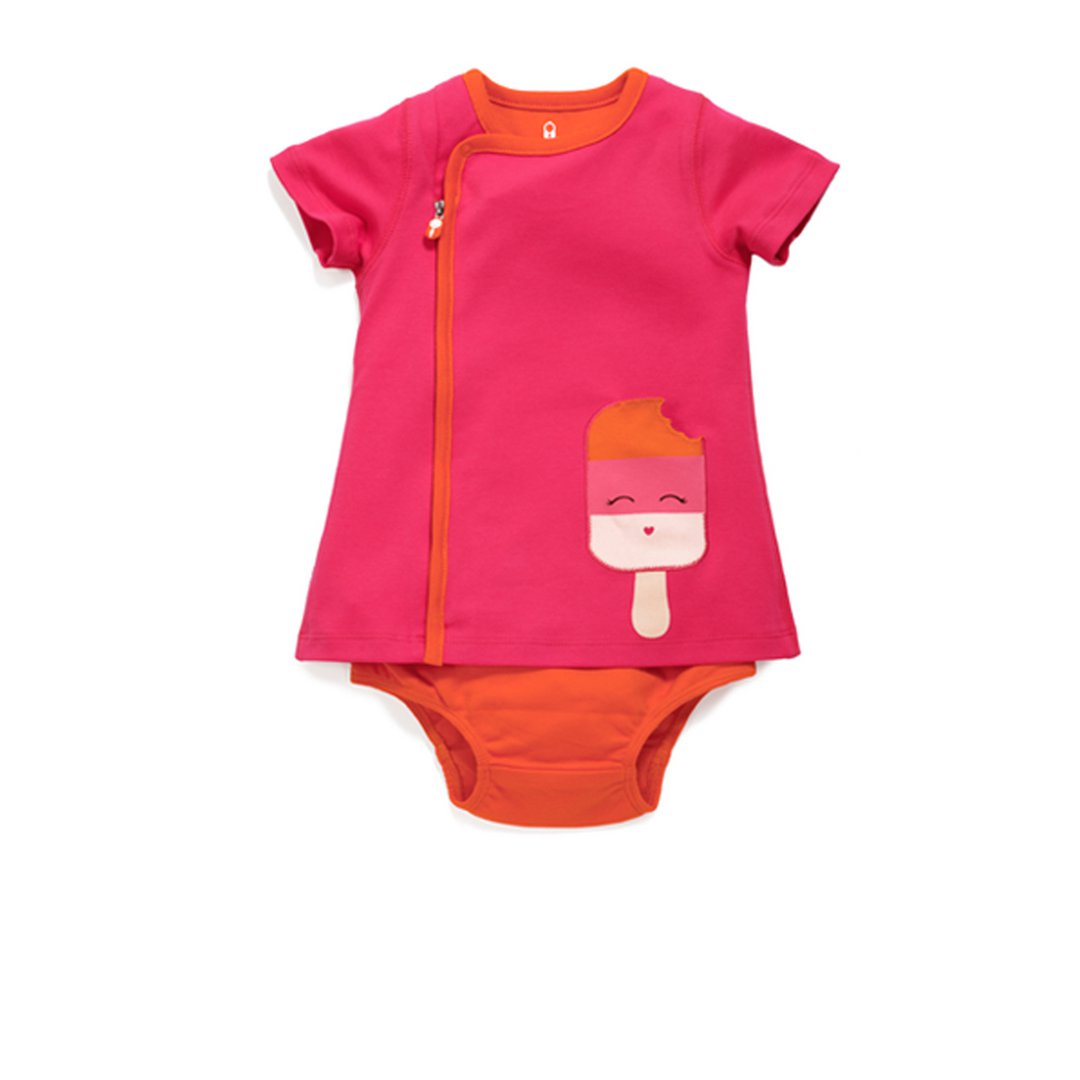 Zip-Up Lolly Applique Pocket Dress