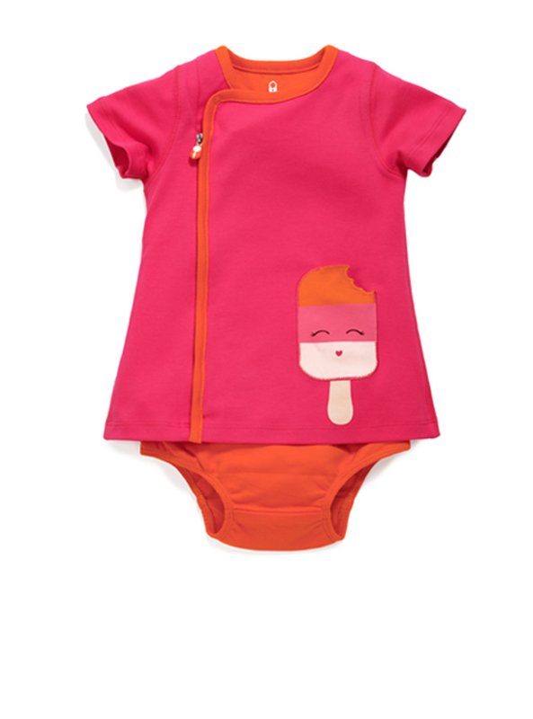 Zip-Up Lolly Applique Pocket Dress