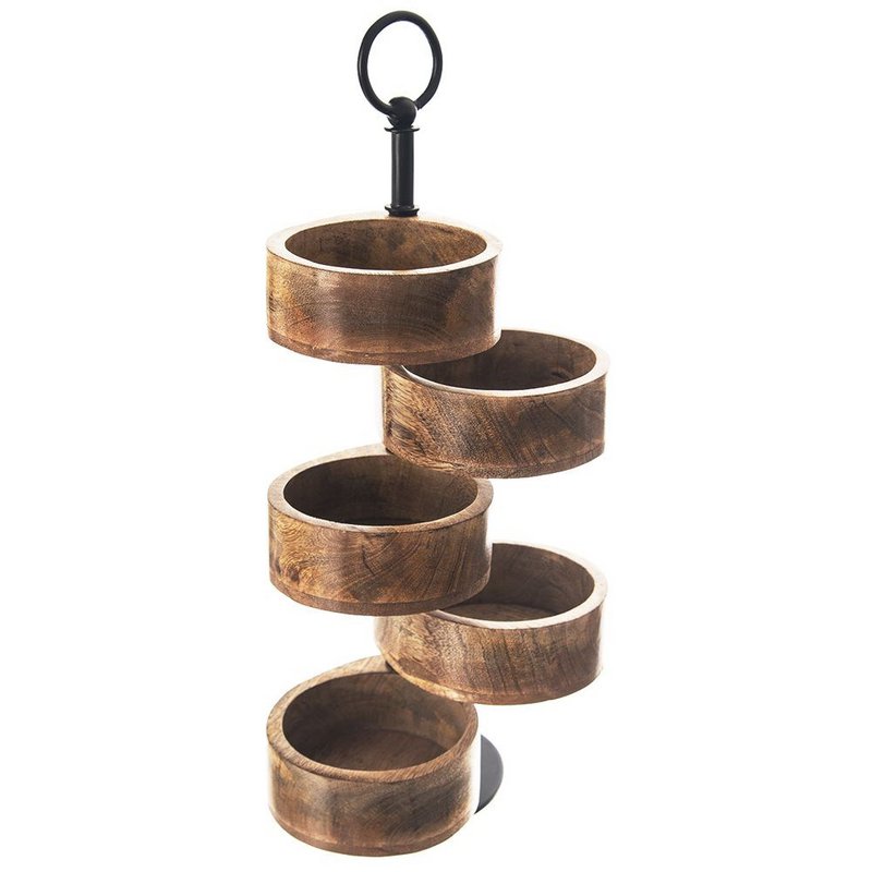 Tier Kuchenständer Holz 5 -Tier -Mango 44,5 cm