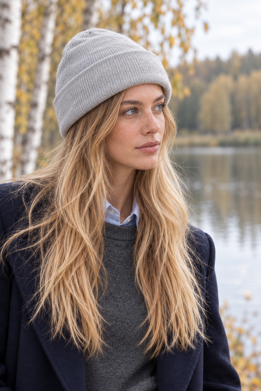Czapka NAOMI – 100% wełny merino – szary