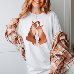 T-Shirt Foxes Love BIOLOGISCH KATOEN - Paar Shirt Fox Gift