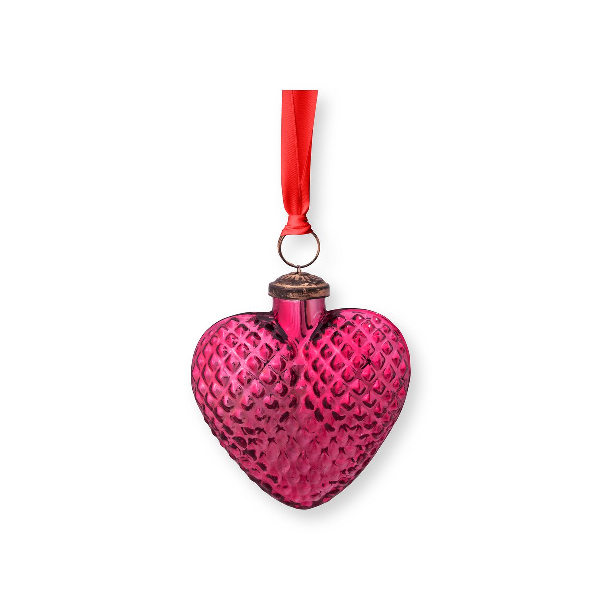 Ornament Glass Heart Pink 10cm