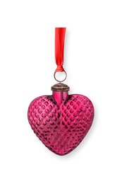 Ornament Glass Heart Pink 10cm