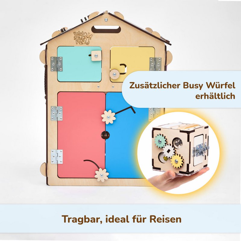 Set - BusyBoard house natural and creative cube