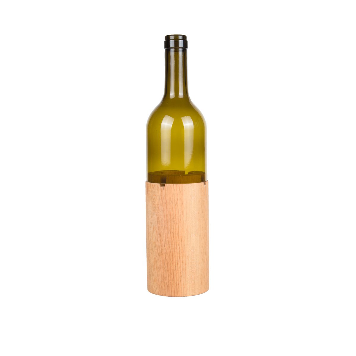 Joy Kitchen bottle candle holder on wooden base - Bottly