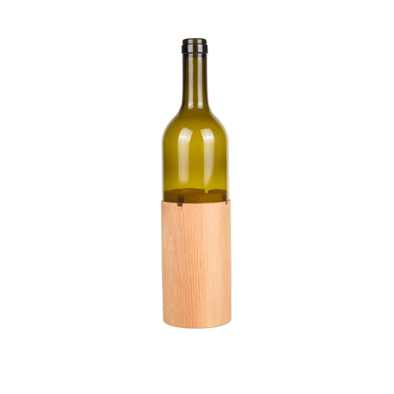 Bougeoir bouteille Joy Kitchen sur socle en bois - Bottly