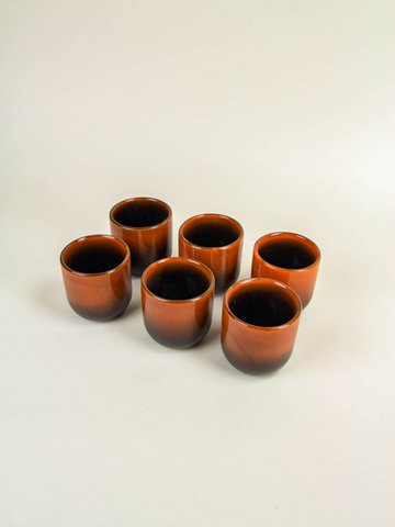 Set mit 6 Laterit-Bechern von Hoa Bien