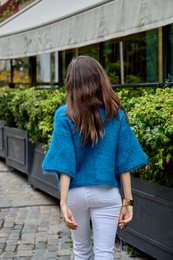 Pull col bateau manches 3/4 en 76% mohair et laine