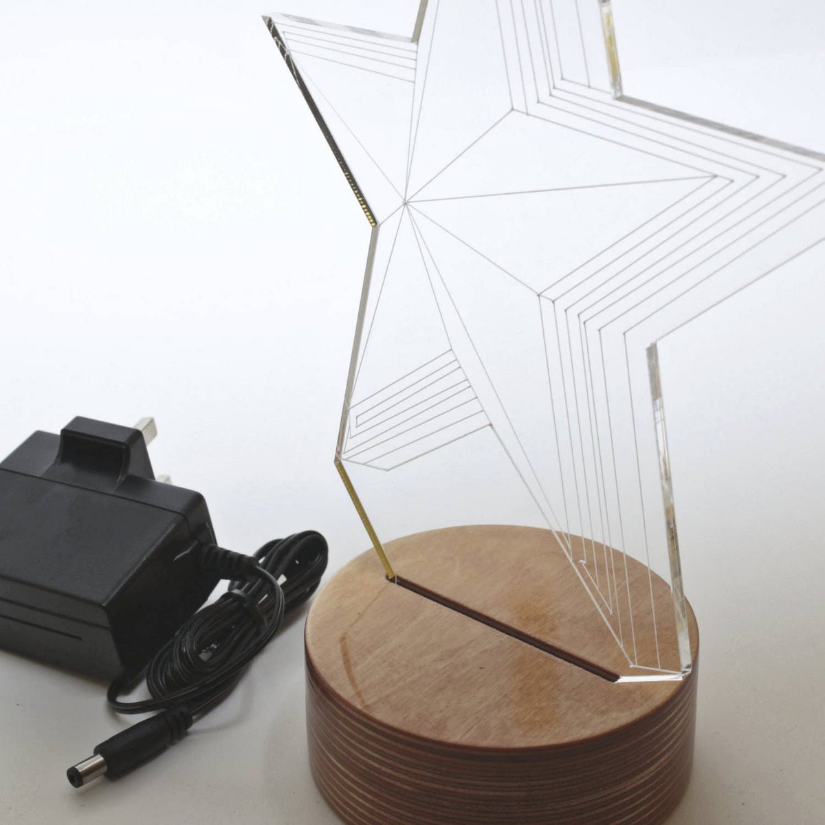 3D Star Led Light | Wood