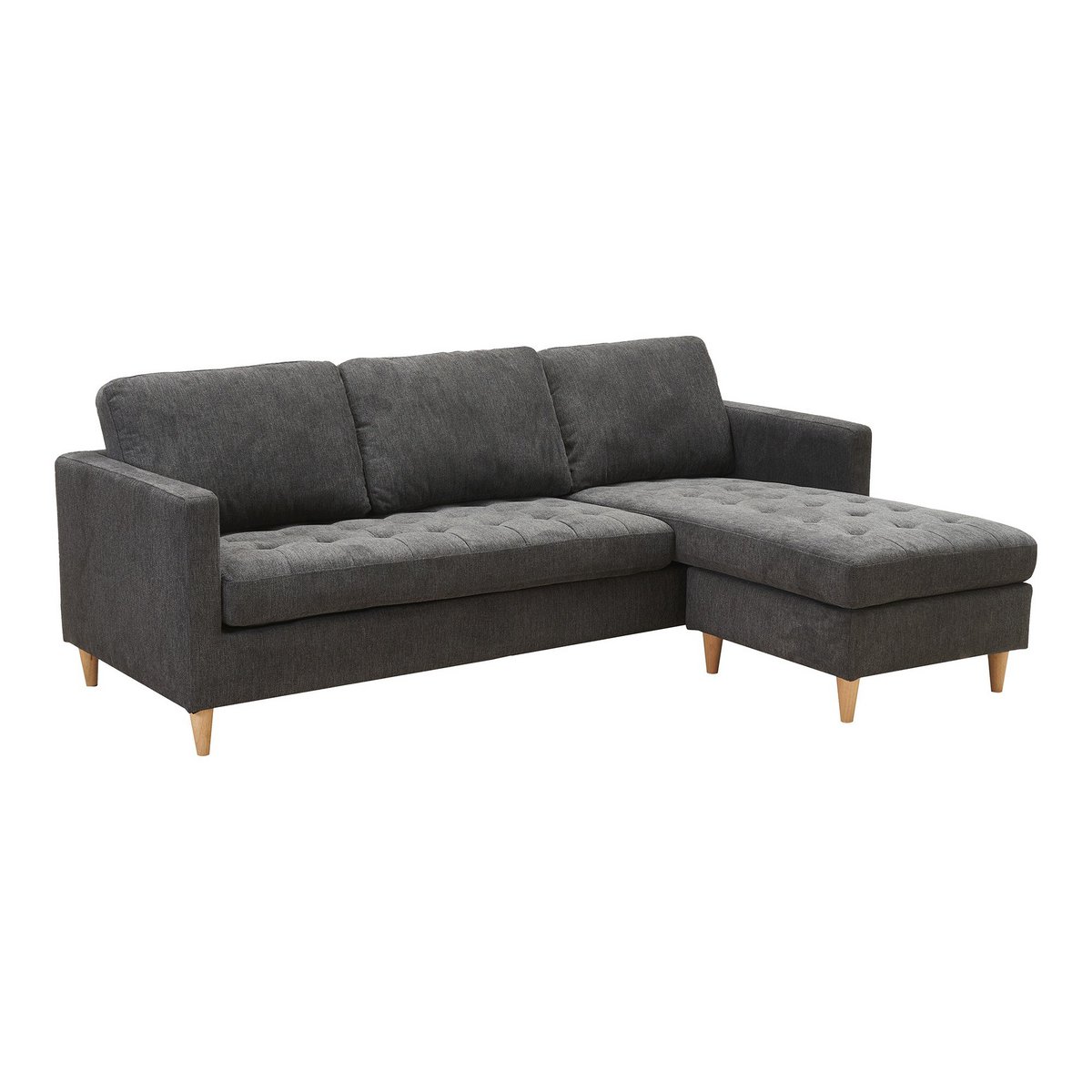Firenze Sofa - Dark Grey, Polyester/Foam/Rubberwood, 219x151x80 cm