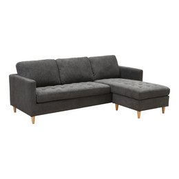 Firenze Sofa - Dark Grey, Polyester/Foam/Rubberwood, 219x151x80 cm