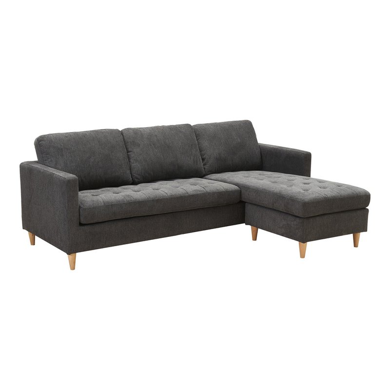 Firenze Sofa - Dark Grey, Polyester/Foam/Rubberwood, 219x151x80 cm