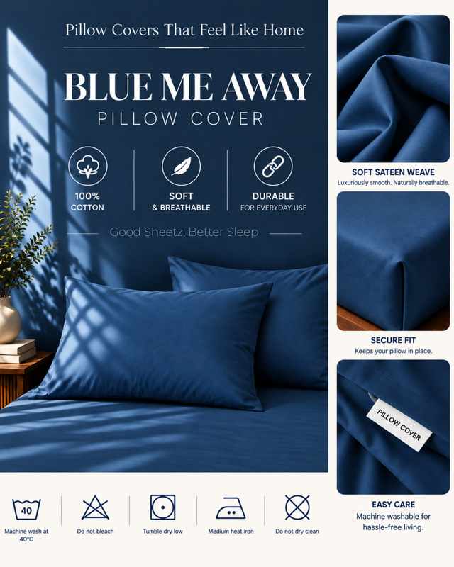 Housse de coussin - Satin de coton 400 fils au pouce - Blue me away