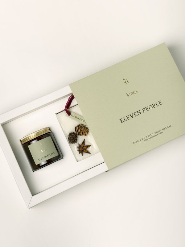 Confezione regalo di Natale Candela + Deodorante per ambienti con cera per armadio