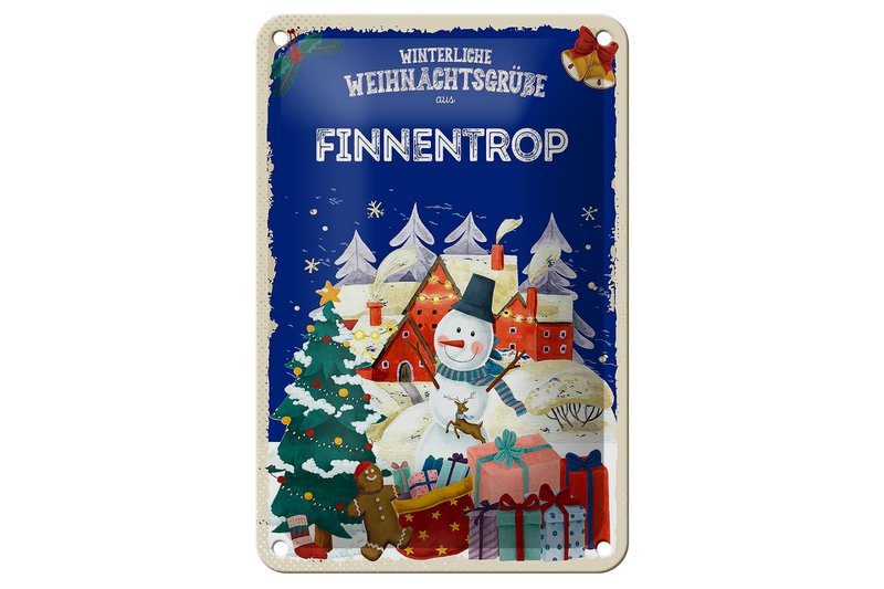 Targa in metallo auguri di Natale Decorazione regalo FINNENTROP 12x18 cm