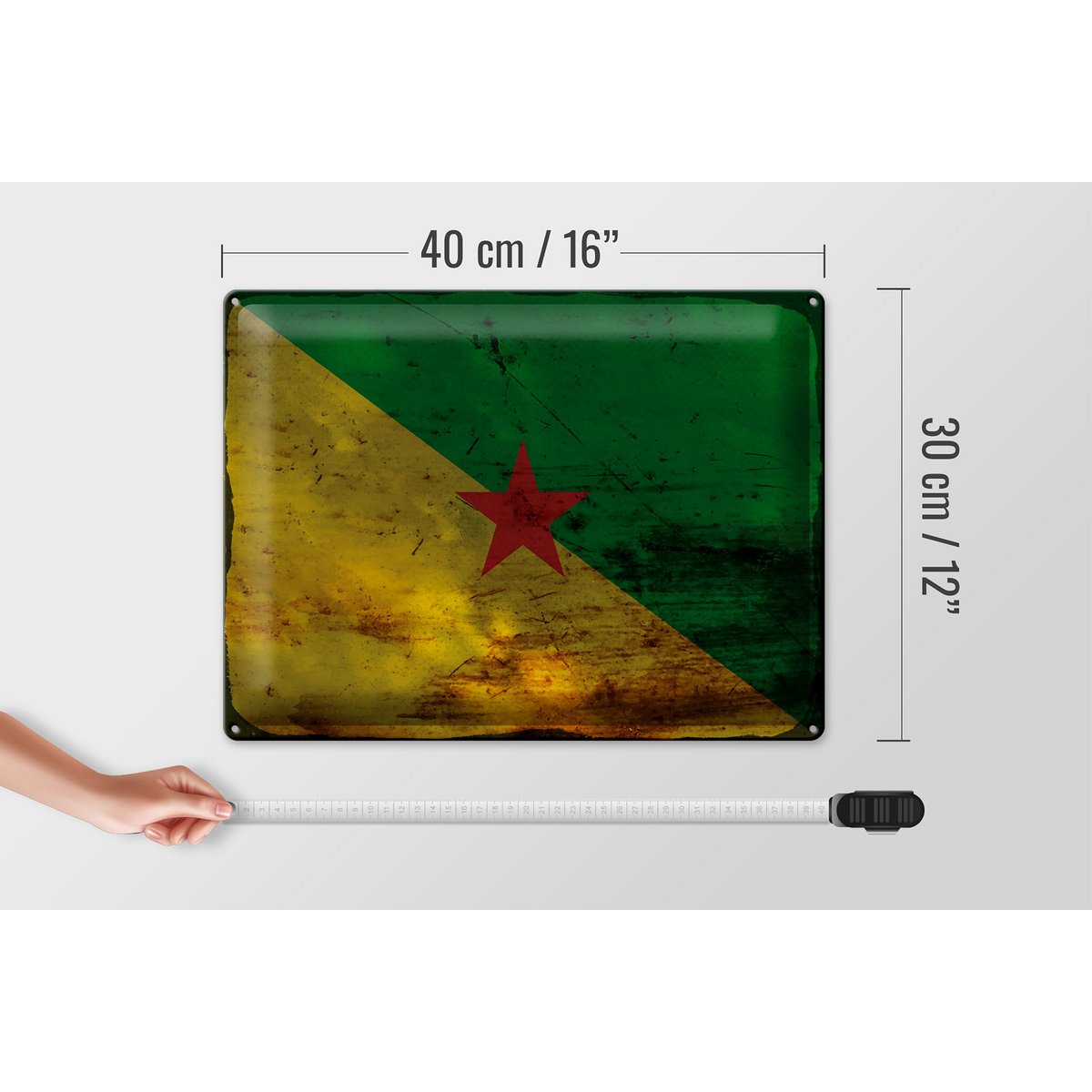 Tin Sign Flag French Guiana 40x30cm Flag Rust