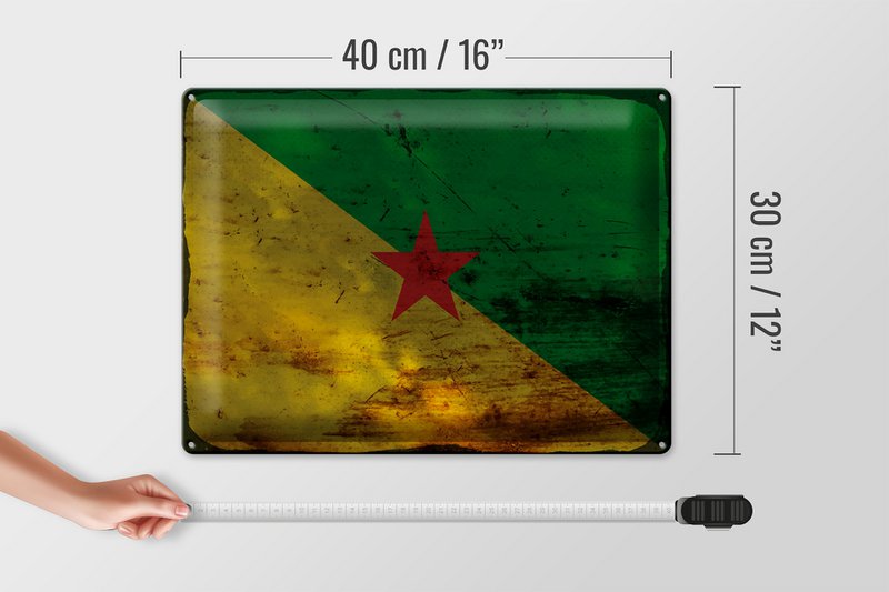 Tin Sign Flag French Guiana 40x30cm Flag Rust
