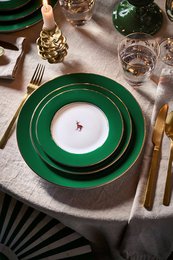 Plate Love Birds Deer Dark Green 17cm