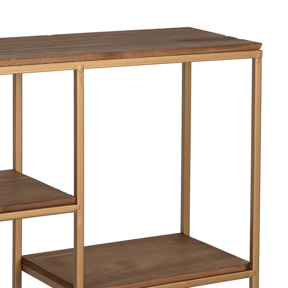 Wandrek 49 cm Goudkleurig Bruin Hout Muurrek