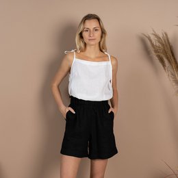 100% Linen Shorts Demi Pure Black