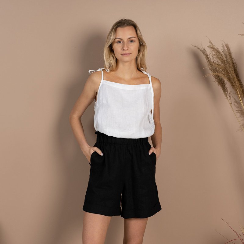 100% Linen Shorts Demi Pure Black