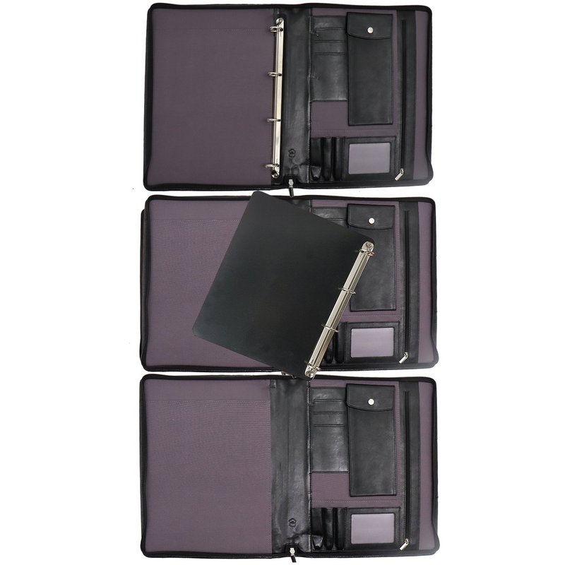 Læder skrivemappe venstrehåndet - Konferencemappe - Arbejdsbog Tablet Cover & Laptop Sleeve - Aftageligt ringbind A4