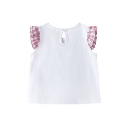 T-shirt med flæseærmer og lilla tegning BGV66552