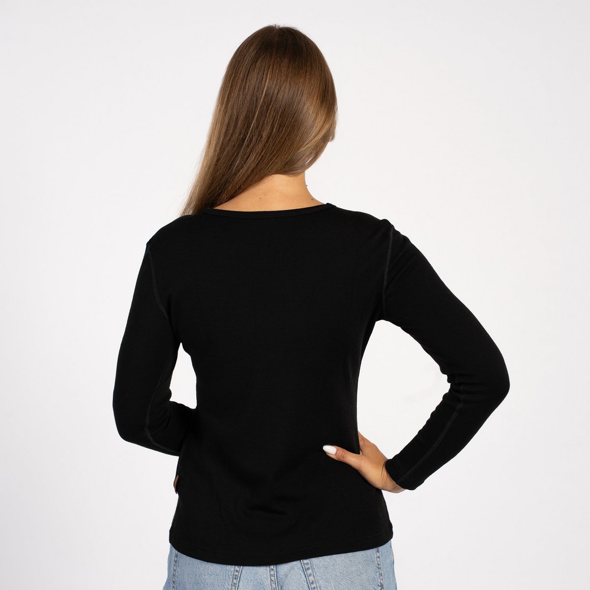 Dame Merino 250 Langærmet Crew Sort